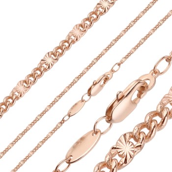 Apzeltītā ķēdīte Figaro stila pinums ar saules staru grāvējuma Fancy posmiem