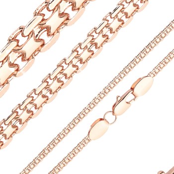 Apzeltītā ķēdīte Bismarks enkura aušanas dubulto posmu pinums