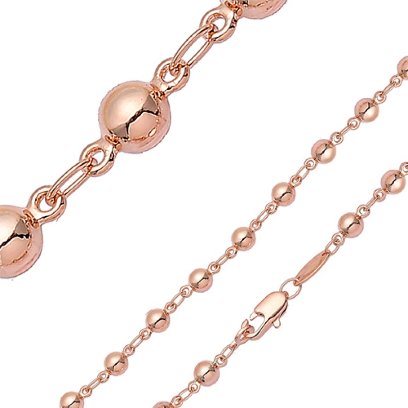 Apzeltīta ķēdīte Bumbiņu ar gredzenu posmu virkne