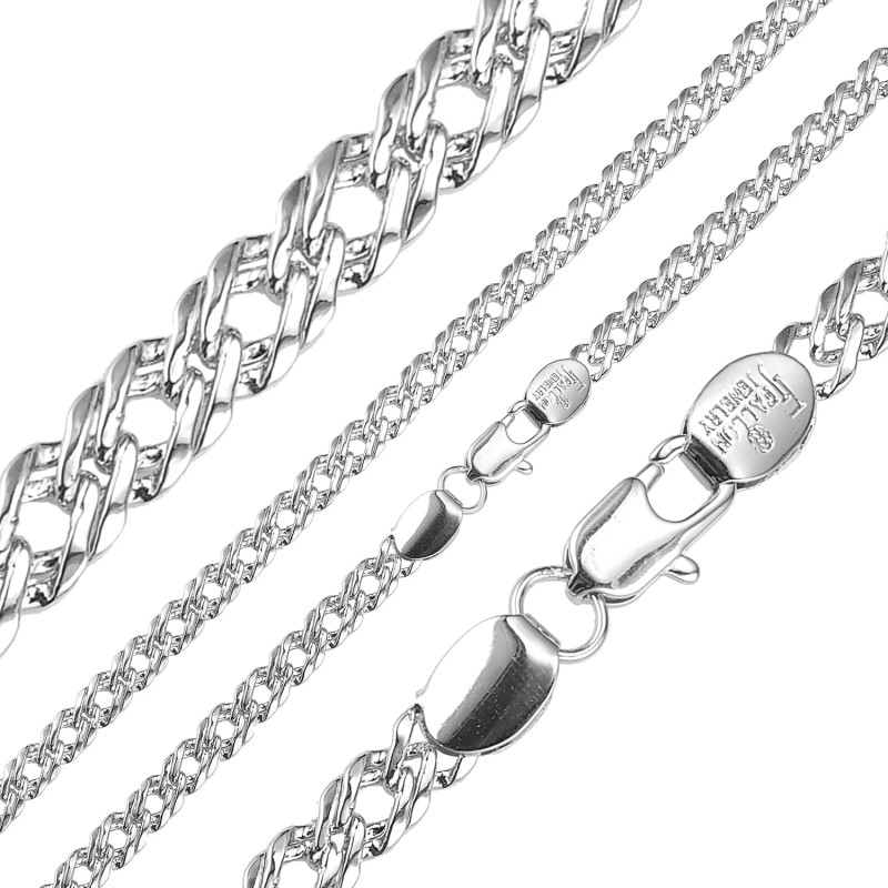 Ķēdīte ar rodija pārklājumu Klasisks Rombo austu stiepļu posmu pinums