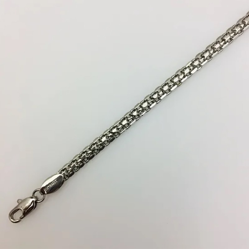 Ķēdīte ar rodija pārklājumu Bismarks enkura aušanas dubulto posmu pinums