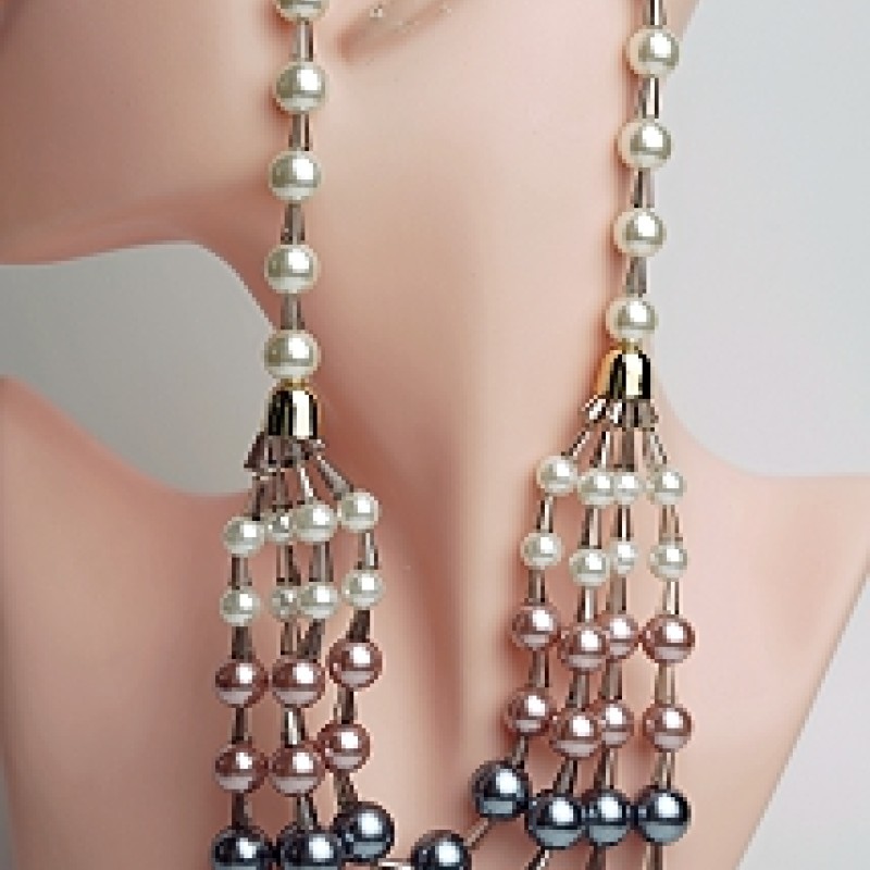 Kaklarota ar auskariem pērles