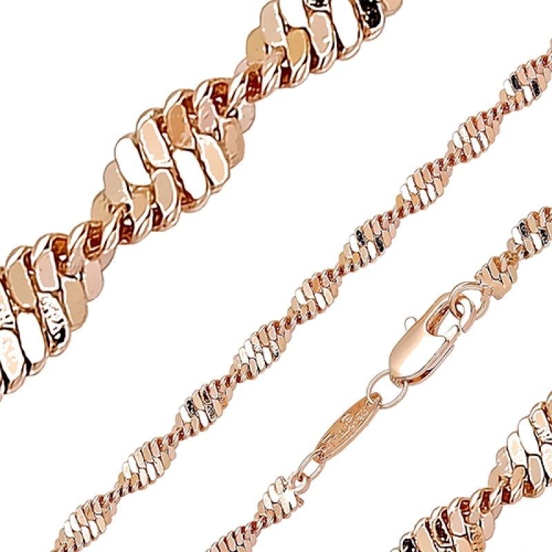 Apzeltīta rokassprādze Singapūras dubulto posmu pinums