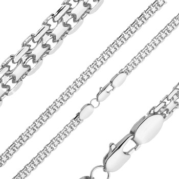 Ķēdīte ar rodija pārklājumu Bismarks enkura aušanas dubulto posmu pinums