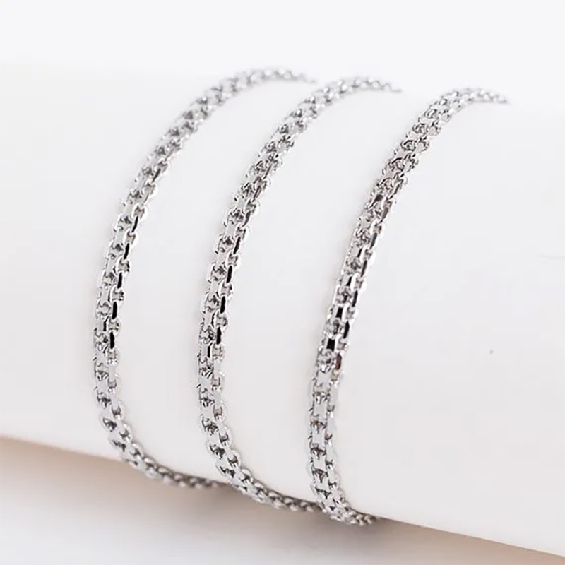 Ķēdīte ar rodija pārklājumu Bismarks enkura aušanas dubulto posmu pinums