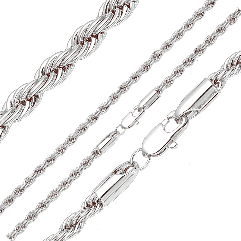 Ķēdīte ar rodija pārklājumu Klasisks Franču virves pinums