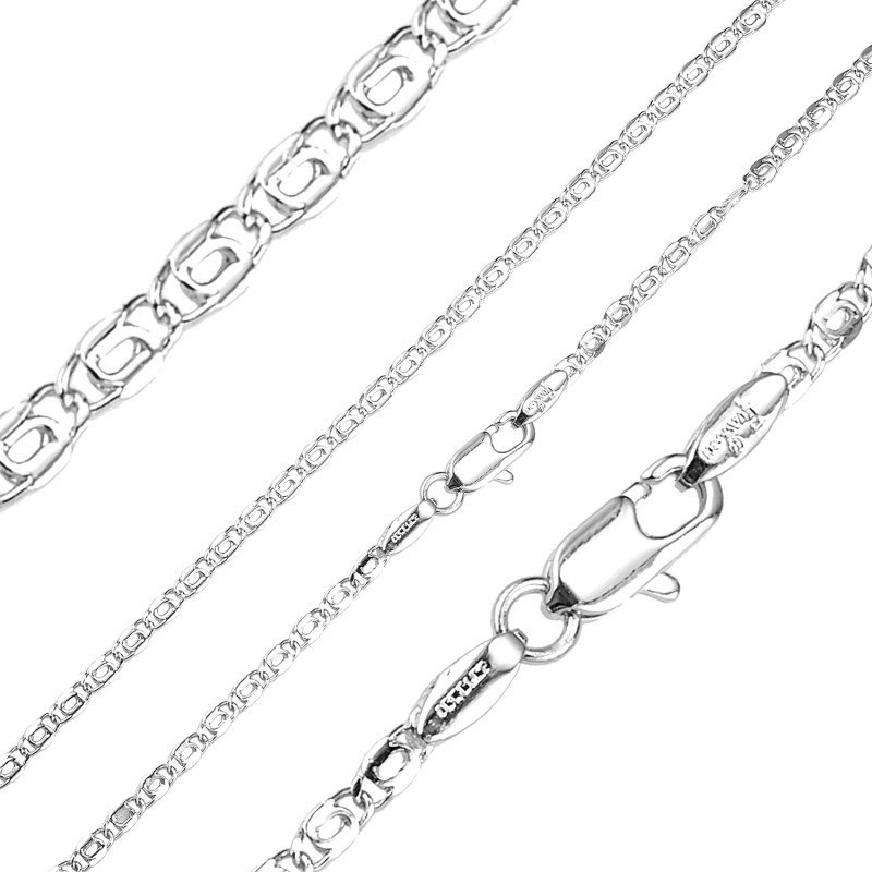 Ķēdīte ar rodija pārklājumu Gliemežu atslēgas caurumiņu posmu ar noapaļotu sānu virkne