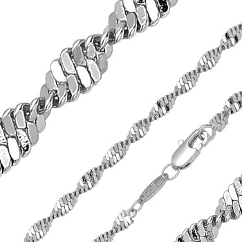 Ķēdīte ar rodija pārklājumu Singapūras dubulto posmu pinums