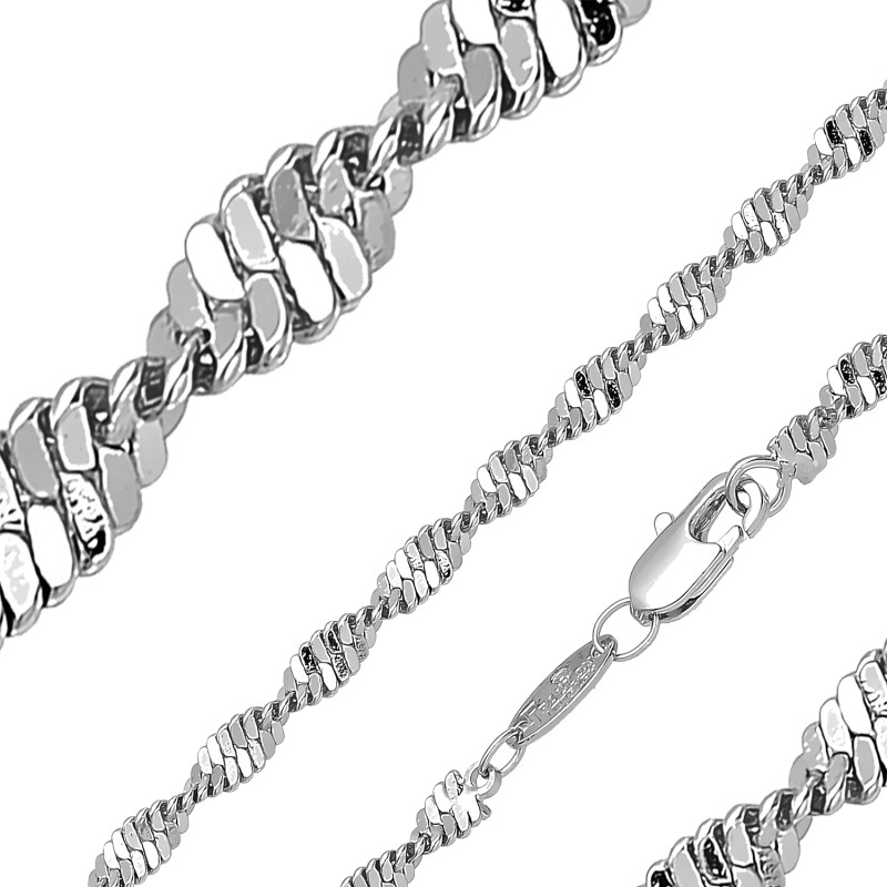 Ķēdīte ar rodija pārklājumu Singapūras dubulto posmu pinums