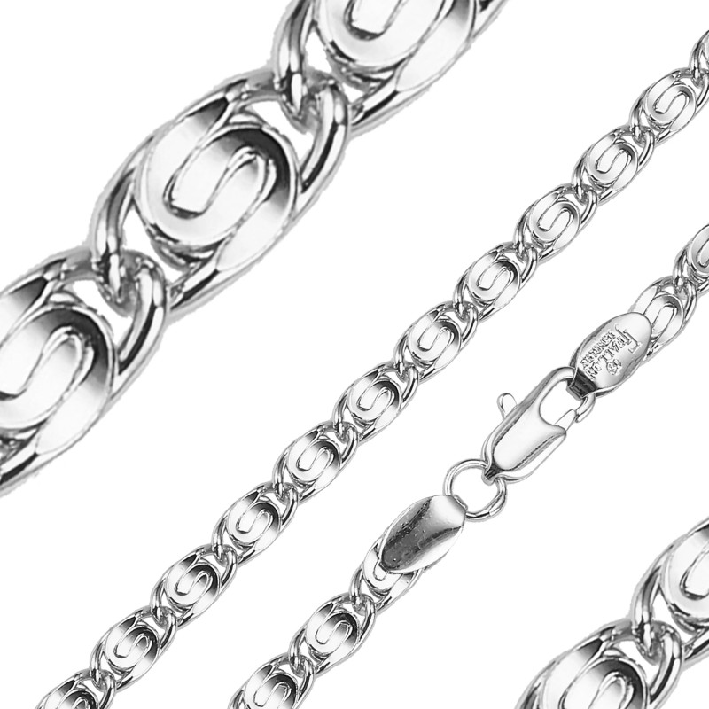 Ķēdīte ar rodija pārklājumu Klasiskā saplacinātu gliemežu posmu virkne