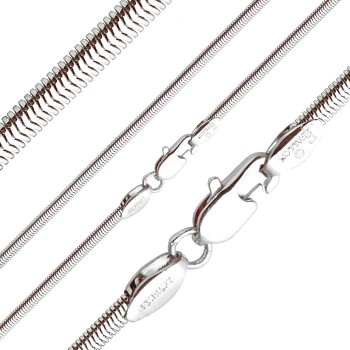 Ķēdīte ar rodija pārklājumu Plakanu čūskas skeleta posmu virkne