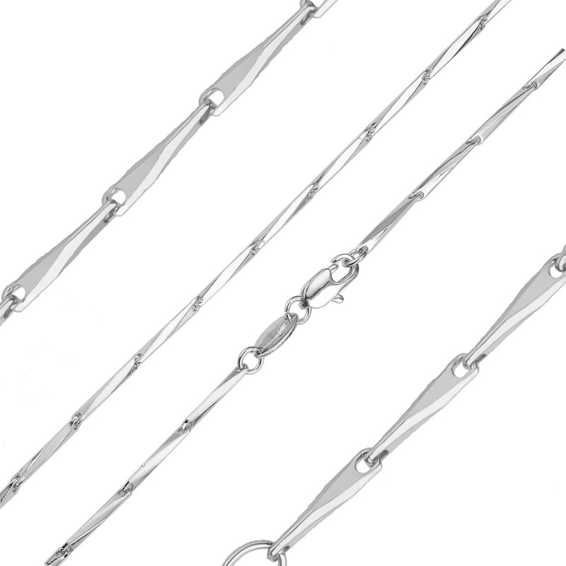 Ķēdīte ar rodija pārklājumu Elegantu klasisku stienīšu posmu virkne ar šarnīrveida saitēm