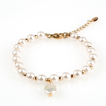 Apzeltīta rokassprādze ar pērlēm