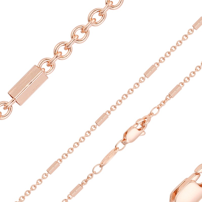 Apzeltītā ķēdīte Rolo tipa saišu un četrkantīga garena posma virkne