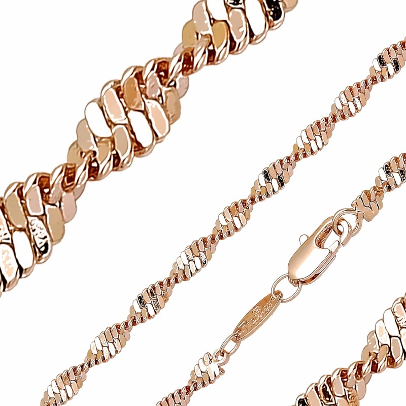 Apzeltīta rokassprādze Singapūras dubulto posmu pinums