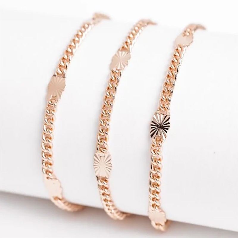 Apzeltītā ķēdīte Klasisks pinums ar Saules staru Fancy posmiem