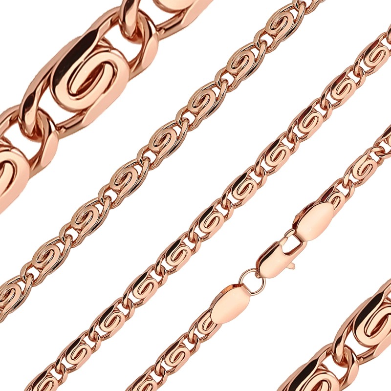 Apzeltīta rokassprādze Klasiskā noapaļotu sānu gliemežu posmu virkne