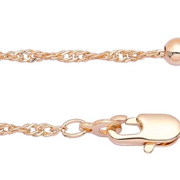 Apzeltīta rokassprādze Bumbiņu un Singapūras klasisks vienkāršo posmu pinums