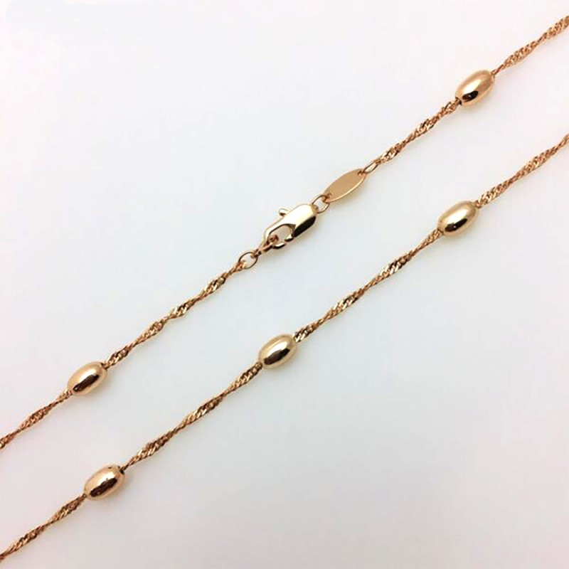 Apzeltīta rokassprādze Ovālas formas krelles un Singapūras klasisks vienkāršo posmu pinums