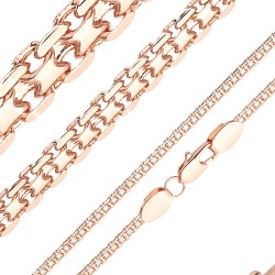 Apzeltītā ķēdīte Bismarks enkura aušanas dubulto posmu pinums