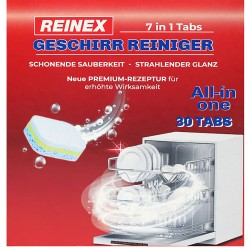 Trauku mazgāšanas tabletes mazgājamās mašīnās REINEX 7in1 (30x20g.)