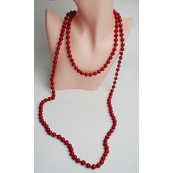 Kaklarota-krelles pērles sarkanas mākslīgas 160cm