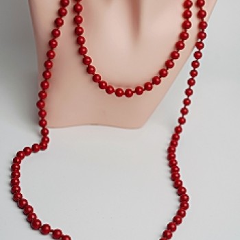 Kaklarota-krelles pērles sarkanas mākslīgas 160cm