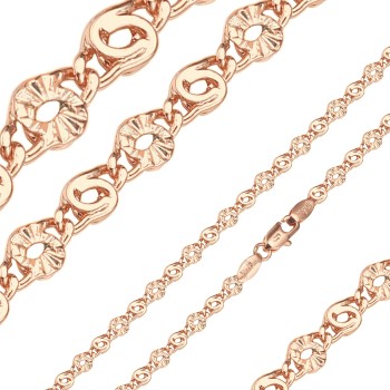 Apzeltītā ķēdīte Gliemeža atslēgas caurumu ar kaltu zvaigžņu gravējumu un bez tā posmu virkne