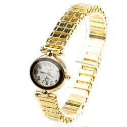 OMAX rokas pulkstenis sieviešu ovālā forma metāla elastīga siksna 2,5x2,3cm