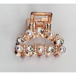 Matu sprādze-krabis ar strazām un pērlēm X-H