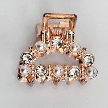 Matu sprādze-krabis ar strazām un pērlēm X-H