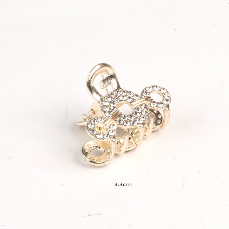 Matu sprādze-krabis ar strazām un pērlēm X-H