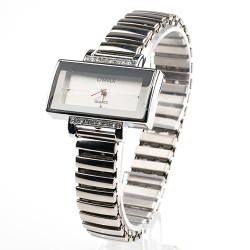 OMAX rokas pulkstenis sieviešu metāla elastīga siksna 3,5x1,9cm