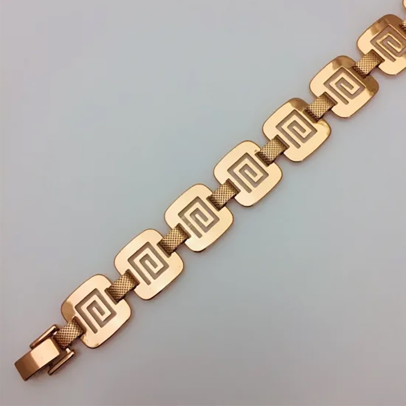 Apzeltīta rokassprādze Fancy kvadrātveida formas labirinta līkloču raksta posmu virkne