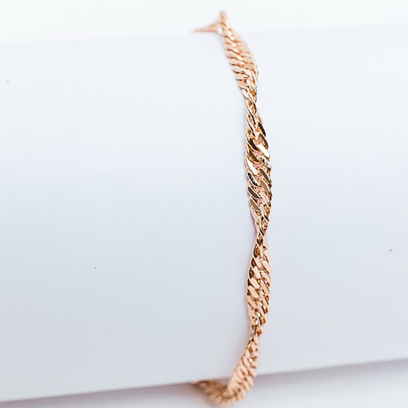 Apzeltīta rokassprādze Singapūras klasisks vienkāršo posmu pinums