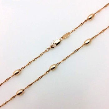 Apzeltītā ķēdīte Ovālas formas krelles un Singapūras klasisks vienkāršo posmu pinums