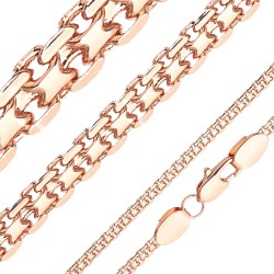 Apzeltītā ķēdīte Bismarks enkura aušanas dubulto posmu pinums