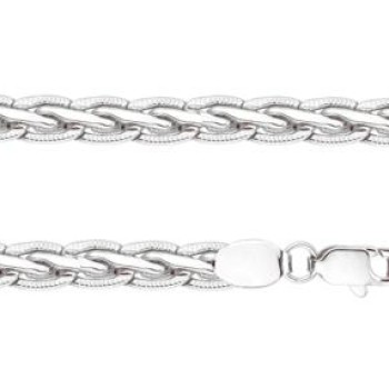 Rokassprādze ar rodija pārklājumu Spiga kviešu vārpas vīto posmu ar grāvējumu pinums