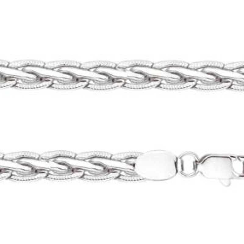 Rokassprādze ar rodija pārklājumu Spiga kviešu vārpas vīto posmu ar grāvējumu pinums