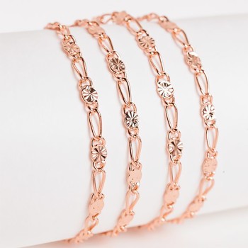 Apzeltīta rokassprādze Figaro stila virkne ar Fancy saules staru grāvējuma posmiem