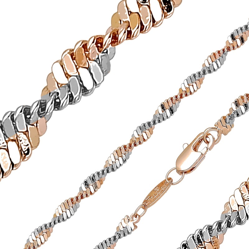 Apzeltīta rokassprādze Singapūras dubulto posmu pinums