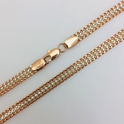 Apzeltīta rokassprādze Kubas divvirzienu dubulto posmu pinums