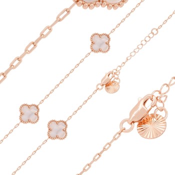 Kaklarota apzeltīta Virkne ar laimīgā āboliņa lapas formas posmiņiem