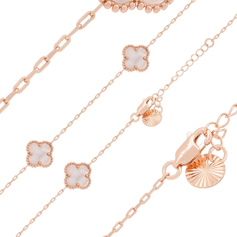 Kaklarota apzeltīta Virkne ar laimīgā āboliņa lapas formas posmiņiem