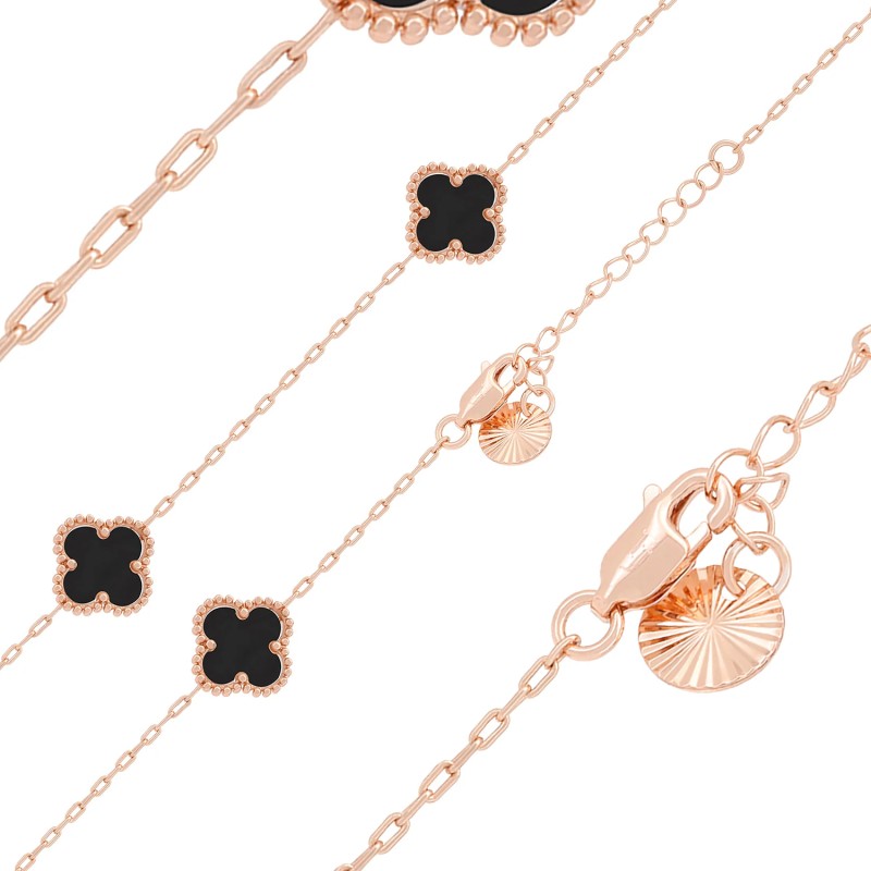 Kaklarota apzeltīta Virkne ar laimīgā āboliņa lapas formas posmiņiem