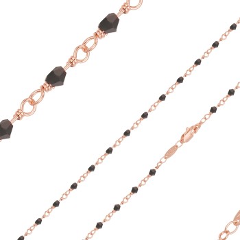 Kaklarota apzeltīta Fancy melnu stikliņu posmu virkne