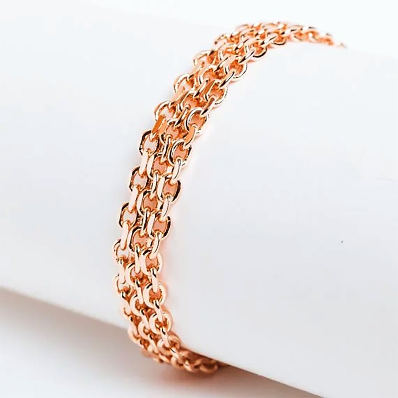 Apzeltīta rokassprādze Bismarks enkura aušanas trīskāršā posma pinums