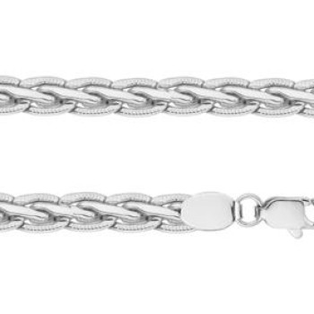 Rokassprādze ar rodija pārklājumu Spiga kviešu vārpas vīto posmu ar grāvējumu pinums