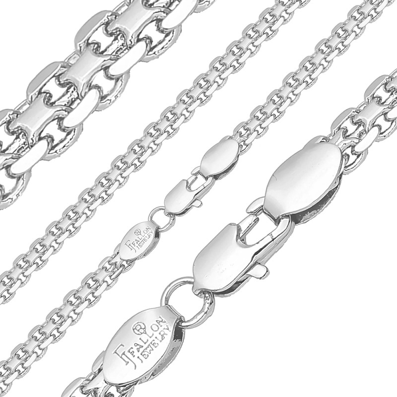 Rokassprādze ar rodija pārklājumu Bismarks enkura aušanas dubulto posmu pinums