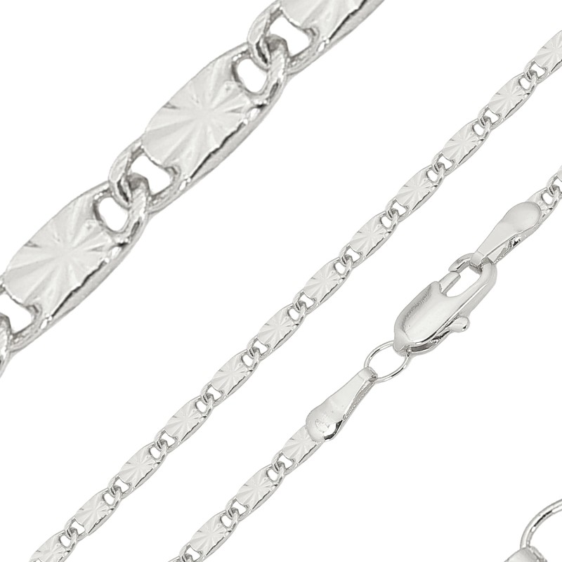 Rokassprādze ar rodija pārklājumu Masīvā gliemežvāka ar saules staru gravējumu posmu virkne